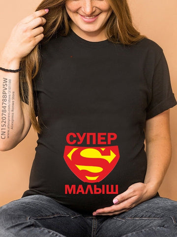 Image of Maternity Clothes Casual Pregnancy T Shirts Baby Print Funny Women Summer Tees Tops White-FrenzyAfricanFashion.com