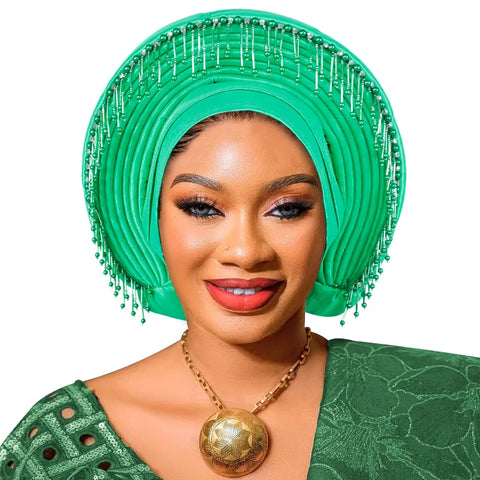 Image of Already Made African Headtie Women's Turban Cap Female Head Wraps Nigeria Wedding Auto Geles Party Headwear Hat African Headtie-FrenzyAfricanFashion.com