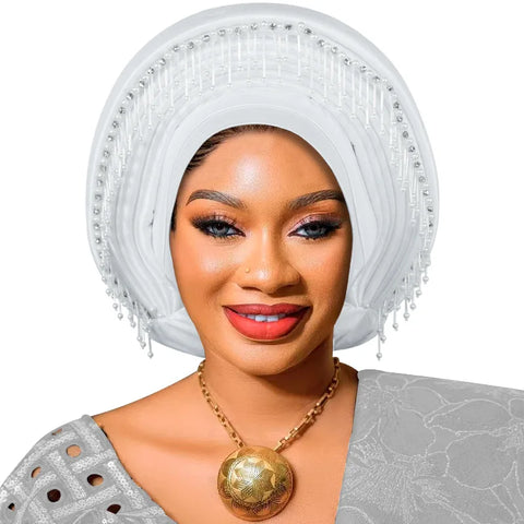 Image of Already Made African Headtie Women's Turban Cap Female Head Wraps Nigeria Wedding Auto Geles Party Headwear Hat African Headtie-FrenzyAfricanFashion.com
