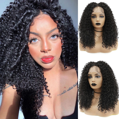Image of Ombre Brown Kinky Curly Lace Front Wigs-FrenzyAfricanFashion.com