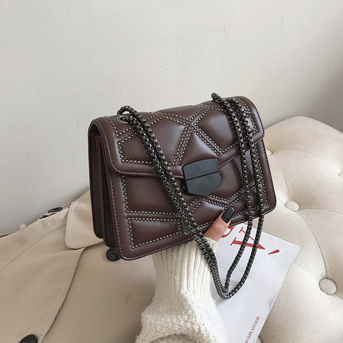 Image of Rivet Chain Small Crossbody Bags for Women 2022 Female Shoulder Messenger Bag Lady Luxury Handbags and Purses Luxury Designer-FrenzyAfricanFashion.com