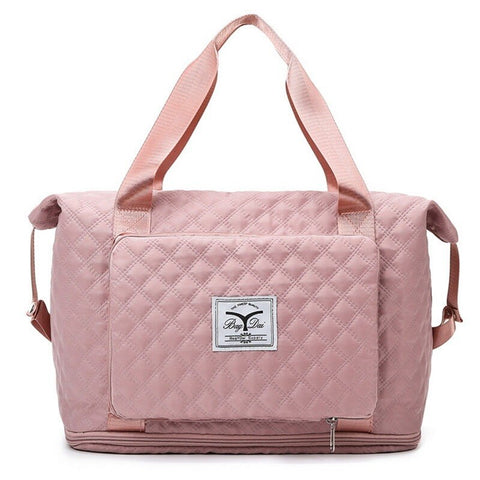 Image of Foldable Travel Bag Wet Dry Separation Waterproof Handbag Lingge Large Capacity Solid Tote Bag Women Gym Yoga Shoulder Bags-FrenzyAfricanFashion.com