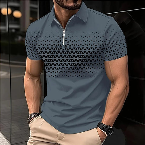 Image of Summer Men Short Sleeve Polo Shirt Fashion 3D T-Shir Lapel Golf Shirt Casual-FrenzyAfricanFashion.com