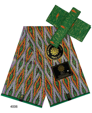 Image of Kente Gold Real Wax Fabric Nigeria Ghana Style Sewing Dress Craft Cotton Fabric 6 Yard (2 + 4)-FrenzyAfricanFashion.com