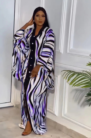 Image of African Attire Dresses Women Boubou with Headtie Dashiki Kaftan-FrenzyAfricanFashion.com