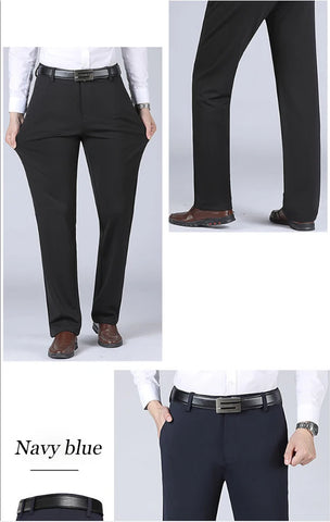 Image of Men's Trousers Summer Thin Business Casual Pants Classic Solid Color Elastic Comfortable Loose Straight Brand Men's Wear-FrenzyAfricanFashion.com
