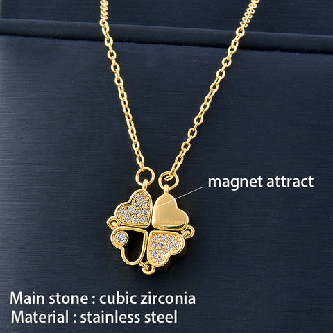 Image of crystal heart flower pendant stainless steel necklace gold silver chain-FrenzyAfricanFashion.com