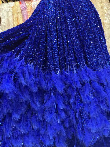 Image of French White Tulle 5 Yards Lace Fabric Fluffy Feather Voile Lace-FrenzyAfricanFashion.com