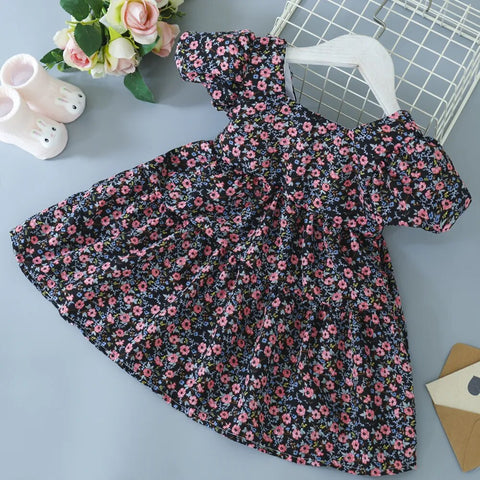 Image of Summer Toddler Dresses Baby Girl Clothes Cute Flowers Print Princess Dress-FrenzyAfricanFashion.com