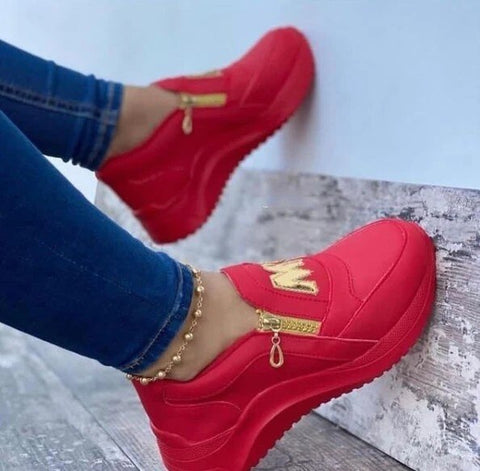 Image of Women Flats Platform Shoes Genuine PU Shoes Woman Spring Casual Zipper Flat Shoes Women Non Slip Shoes-FrenzyAfricanFashion.com