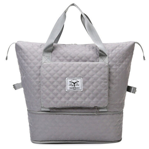 Image of Foldable Travel Bag Wet Dry Separation Waterproof Handbag Lingge Large Capacity Solid Tote Bag Women Gym Yoga Shoulder Bags-FrenzyAfricanFashion.com