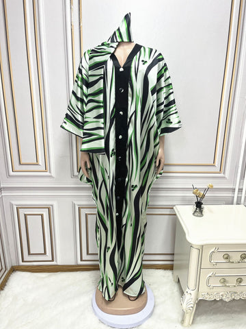 Image of African Attire Dresses Women Boubou with Headtie Dashiki Kaftan-FrenzyAfricanFashion.com