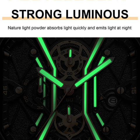 Image of BeniSap Fashion Men Wristwatches Luxury Chronograph Luminous Waterproof Date Man Watch Square-FrenzyAfricanFashion.com