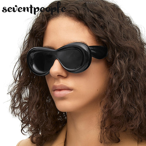 Image of Luxury Designer Mask Sunglasses Women Fashion Cat Eye Sun Glasses for Female New In One-Pieces Sunglass Men Trending Products-FrenzyAfricanFashion.com