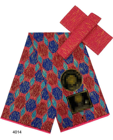 Image of Blue kente Wax Print Fuchsia Fabric Dress Craft DIY Cotton Nananom-FrenzyAfricanFashion.com