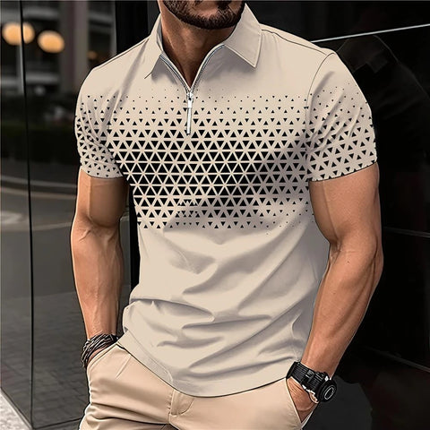 Image of Summer Men Short Sleeve Polo Shirt Fashion 3D T-Shir Lapel Golf Shirt Casual-FrenzyAfricanFashion.com