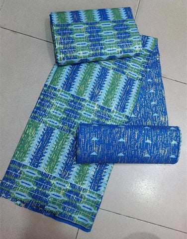 Image of Blue kente Wax Print Fuchsia Fabric Dress Craft DIY Cotton Nananom-FrenzyAfricanFashion.com