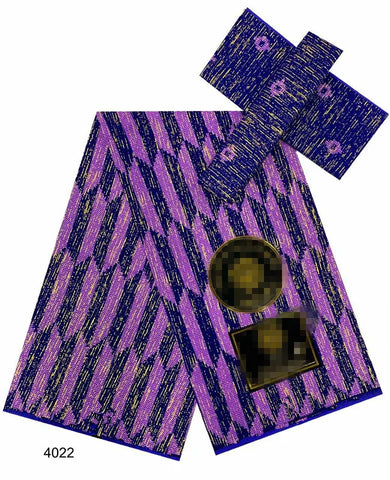 Image of Blue kente Wax Print Fuchsia Fabric Dress Craft DIY Cotton Nananom-FrenzyAfricanFashion.com