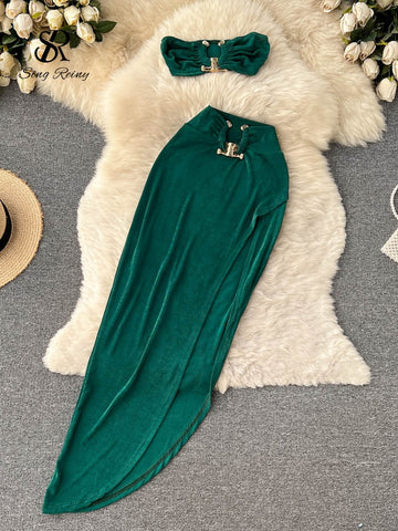 Image of Irregular Women Summer Sets Party Sexy Two Piece Sets-FrenzyAfricanFashion.com