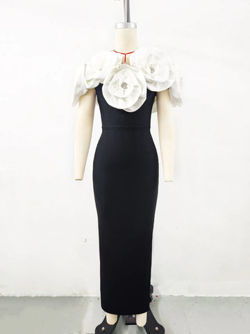 Image of MT elegant cocktail dress for women Sexy Off the Shoulder Big Florals Bandage Bodycon Long DressParty Birthday Homecoming-FrenzyAfricanFashion.com