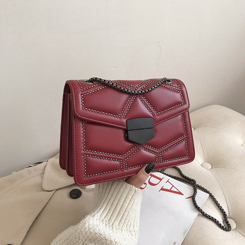 Image of Rivet Chain Small Crossbody Bags for Women 2022 Female Shoulder Messenger Bag Lady Luxury Handbags and Purses Luxury Designer-FrenzyAfricanFashion.com