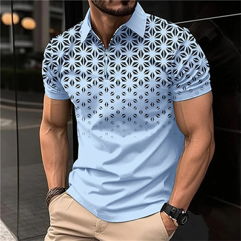 Image of Summer Men Short Sleeve Polo Shirt Fashion 3D T-Shir Lapel Golf Shirt Casual-FrenzyAfricanFashion.com