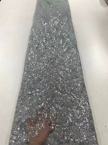 Image of Luxurious Sequence Lace Fabrics With Sequins Beaded-FrenzyAfricanFashion.com