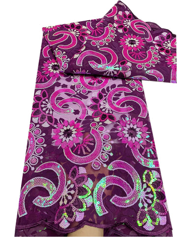 Image of 5 yards High quality African sequins lace fabric wedding Nigerian occasional-FrenzyAfricanFashion.com