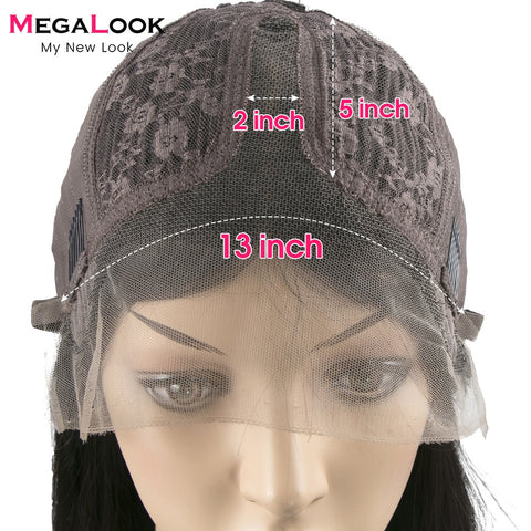 Image of MEGALOOK Short Bob Wig Human Hair Wigs For Women Transparent Lace Wig Pre Plucked Virgin T Part Bob Lace Human Hair Wigs 180%-FrenzyAfricanFashion.com