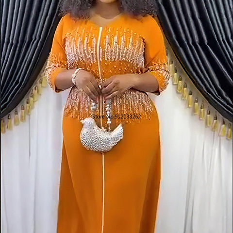 Image of Wedding Dresses Women Plus Size Beaded Evening Party Long Maxi Dress Moroccan Muslim-FrenzyAfricanFashion.com