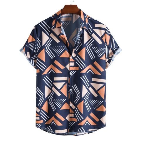 Image of Hawaiian Shirt 2022 Summer New Men's Shirts Casual Fashion Trend Lapel Printed Short Sleeve Shirts Camisas Para Hombre-FrenzyAfricanFashion.com