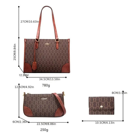 Image of Three Piece Set Handheld Tote Women's Bag One Shoulder-FrenzyAfricanFashion.com