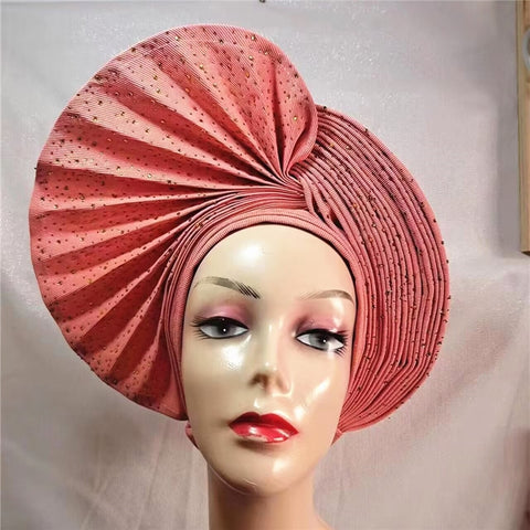 Image of sego gele headtie turbans for women hats for women auto gele headtie already made 2022 aso oke fashion bonnets head wraps-FrenzyAfricanFashion.com