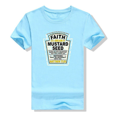 Image of Faith As A Grain of Mustard Seed Women's and Men's Christian Parody T-Shirt Tops Funny Aesthetic Clothes Short Sleeve Blouses-FrenzyAfricanFashion.com