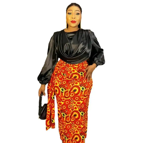Image of Two Pieces Set Tops And Skirts Suits Ankara Outfits Plus Size Lady Party-FrenzyAfricanFashion.com