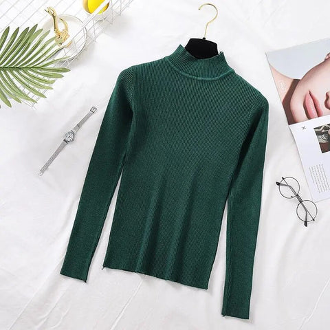 Image of Women Sweater Turtleneck Knitted Long Sleeve Winter Black Pullover-FrenzyAfricanFashion.com