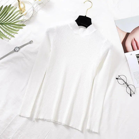 Image of Women Sweater Turtleneck Knitted Long Sleeve Winter Black Pullover-FrenzyAfricanFashion.com