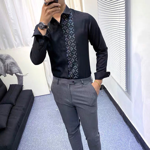 Image of Autumn British fashion printed long sleeve shirt-FrenzyAfricanFashion.com