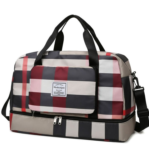 Image of Foldable Travel Duffel Bag Sports Tote Shoulder Weekender Overnight Bags Large Capacity Dry and Wet Separation for Women-FrenzyAfricanFashion.com