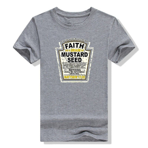 Image of Faith As A Grain of Mustard Seed Women's and Men's Christian Parody T-Shirt Tops Funny Aesthetic Clothes Short Sleeve Blouses-FrenzyAfricanFashion.com
