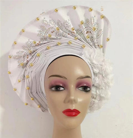 Image of sego gele headtie turbans for women hats for women auto gele headtie already made 2022 aso oke fashion bonnets head wraps-FrenzyAfricanFashion.com