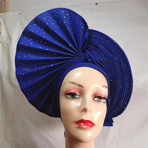 Image of sego gele headtie turbans for women hats for women auto gele headtie already made 2022 aso oke fashion bonnets head wraps-FrenzyAfricanFashion.com