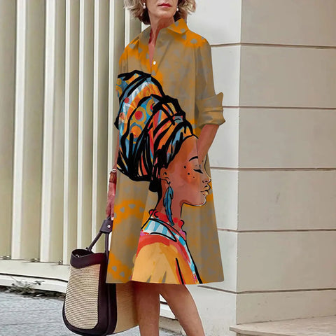 Image of Sexy Shirt Summer Dress Loose Fashion Lapel-FrenzyAfricanFashion.com