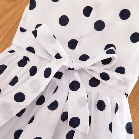 Image of Girls Polka-Dot Dress Summer Sleeveless Bow Ball Gown-FrenzyAfricanFashion.com