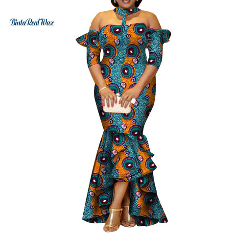 Image of African Dresses for Women Half Sleeve Long Dresses-FrenzyAfricanFashion.com