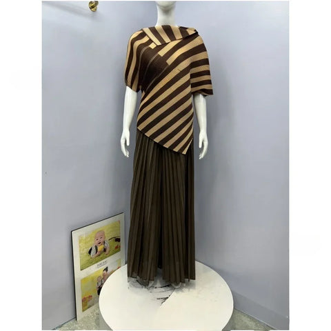 Image of Pleated Women's Suit Big Swing Skirt Two Piece Suit-FrenzyAfricanFashion.com