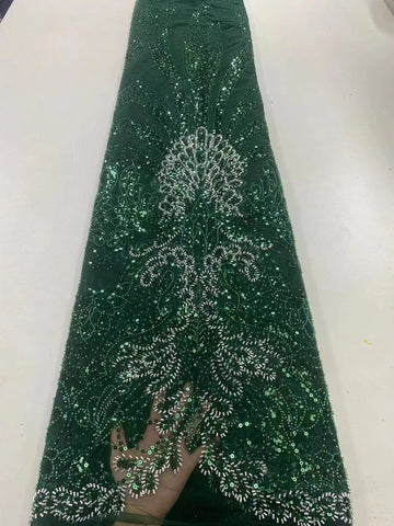 Image of Luxurious Sequence Lace Fabrics With Sequins Beaded-FrenzyAfricanFashion.com
