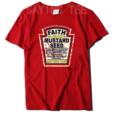 Image of Faith As A Grain of Mustard Seed Women's and Men's Christian Parody T-Shirt Tops Funny Aesthetic Clothes Short Sleeve Blouses-FrenzyAfricanFashion.com