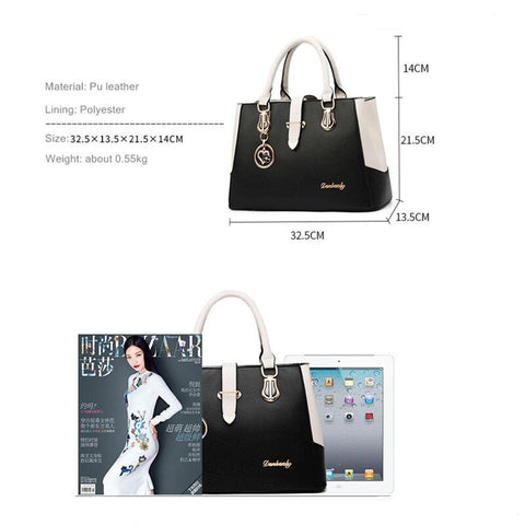 Image of Fashion Women Bag Pu Leather Luxury Totes Famous Design Ladies Shoulder Large Capacity Purse Handbag In Black-FrenzyAfricanFashion.com