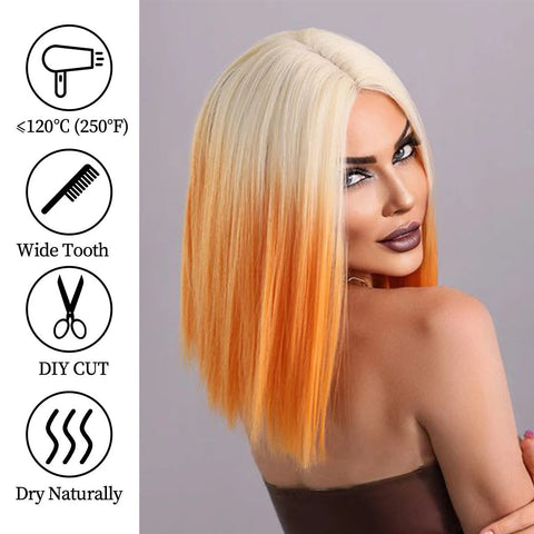 Image of Ombre Red Bob Wig for Women Short Straight Middle Part Wigs Cosplay Party Synthetic Heat Resistant Fake Hair Shoulder Length Wig-FrenzyAfricanFashion.com